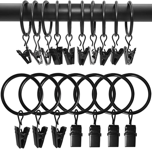 90 Pack Curtain Rings with Clips, Drapery Clips with Rings, Drapes Rings 1.26 by AMZSEVEN