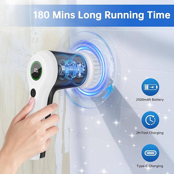 Electric Spin Scrubber, Cordless Shower Scrubber - Image 2