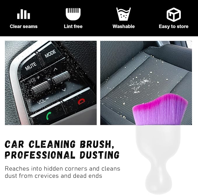 Ziciner 2 PCS Car Detailing Brush, Curved Soft Bristles Auto Removal Dust - Image 6