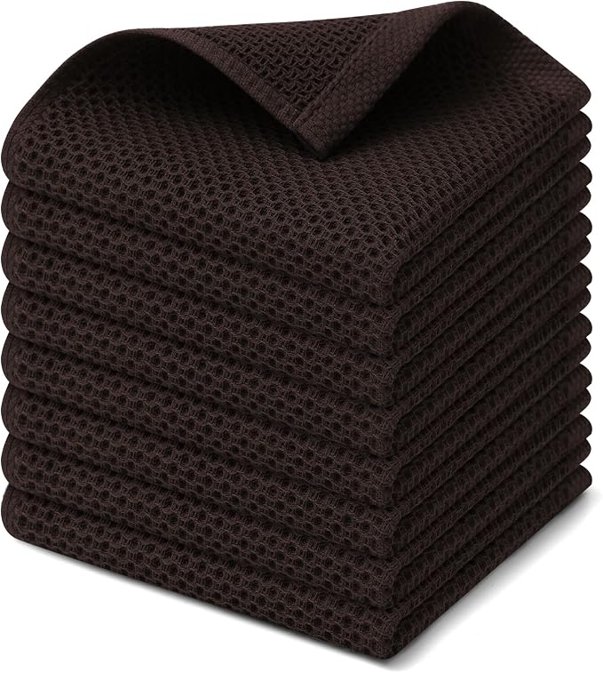 Kitinjoy 100% Cotton Kitchen Dish Cloths, 8 Pack Waffle Weave Ultra Soft by Kitinjoy