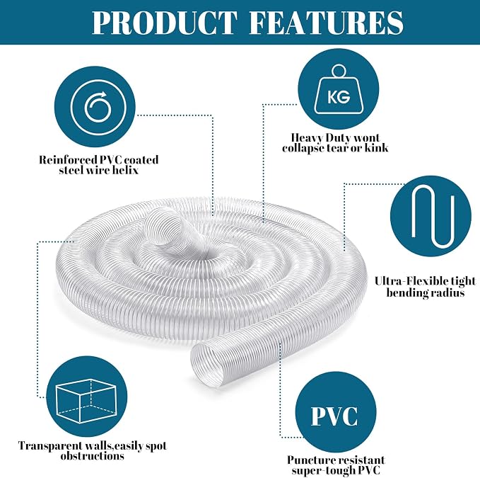 6 Inches 30 ft PVC Dust Collection Hose - Image 2