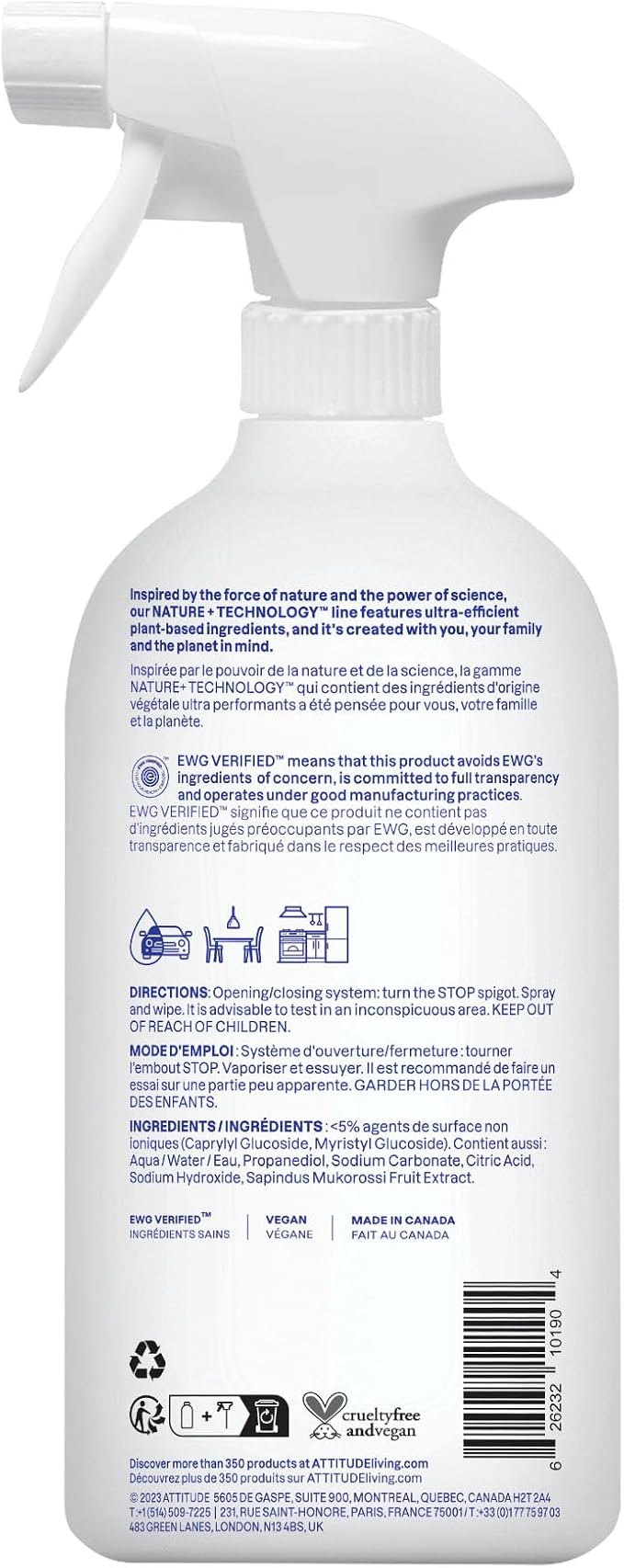 ATTITUDE All Purpose Cleaner Spray, EWG Verified, Made - Image 7