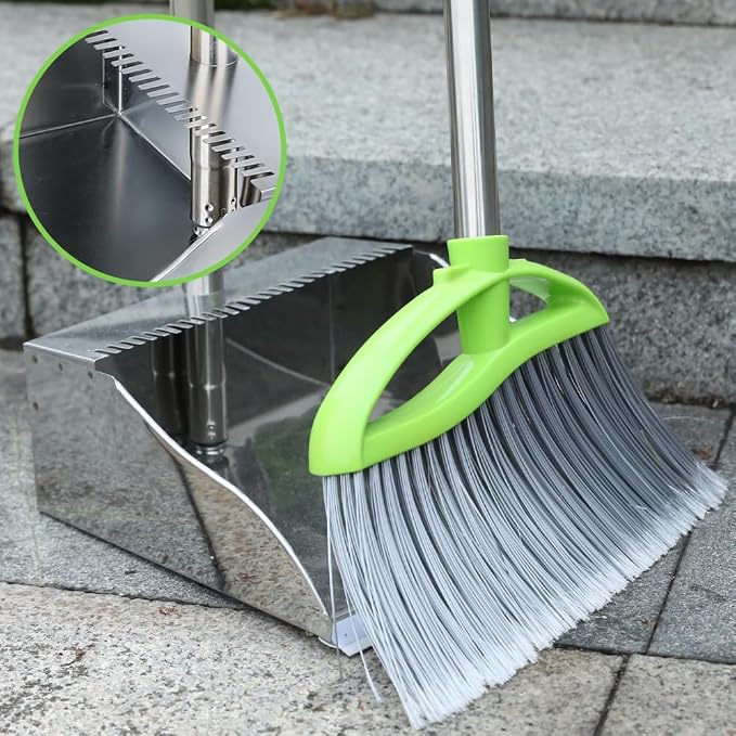 Heavy Duty Broom and Dustpan Set, Metal Stand Up Dustpan - Image 5