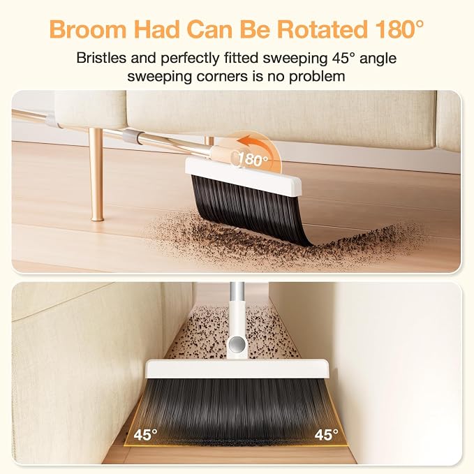 Broom with Dustpan Combo Set, UOEOS One-Sweep Clean, Pet Hair Removal Broom - Image 4