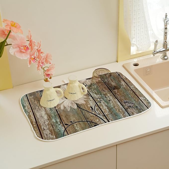 Floral Dish Drying Mat 18x24 Inches - Image 6