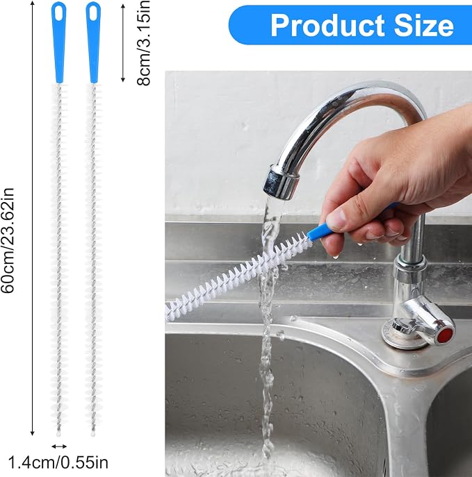 JIEYAO 2 Pack Flexible Drain Cleaning Tools, 23.6inch Bendable Long Drain Brush - Image 3