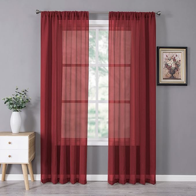 Tollpiz Sheer Curtains Bedroom Linen Textured Curtain Sheers Light Filtering by Tollpiz