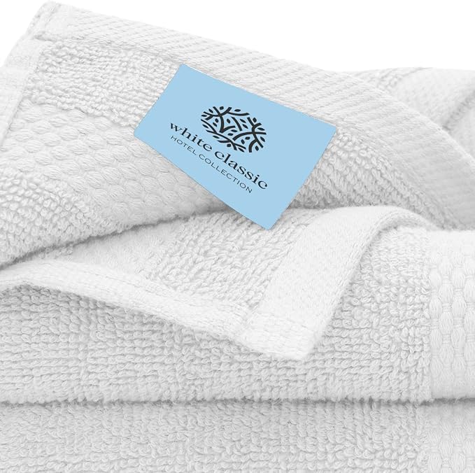 White Classic Luxury Cotton Washcloths 13x13 Inch - Image 5