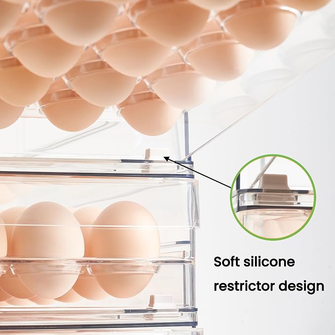 vacane 24 Capacity Egg Holder for Refrigerator Organizer Bins, BPA Free Egg - Image 4