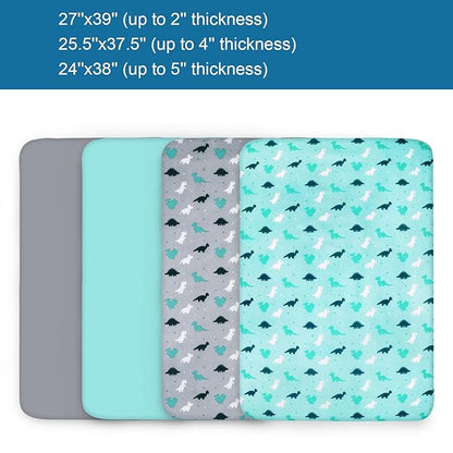 Graco Pack n Play Sheets - 4 Pack Mini Crib Sheets, Ultra Soft Mattress Compatible, Dinosaurs