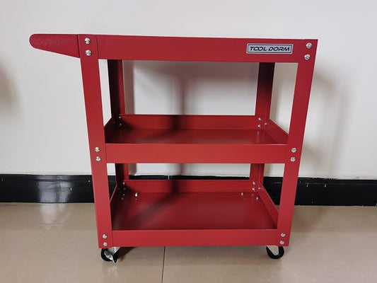 Utility Service Cart, 3 Shelf 150LBS Heavy Duty Steel Rolling Utility Cart by ToolDorm