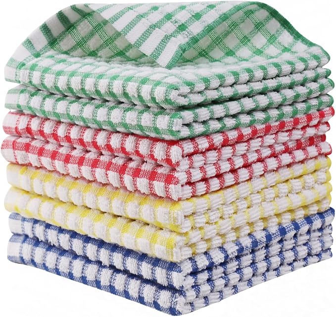 Egles 8 Packs Kitchen Dishcloths 12x12 Inches 100% Cotton Kitchen Dish Cloths by Egles