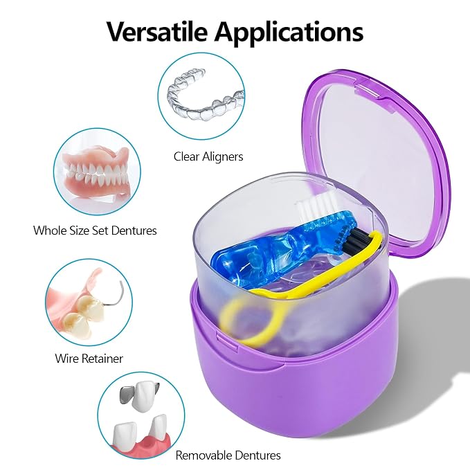 Purple Denture Cup Denture Bath Box Case - Image 3