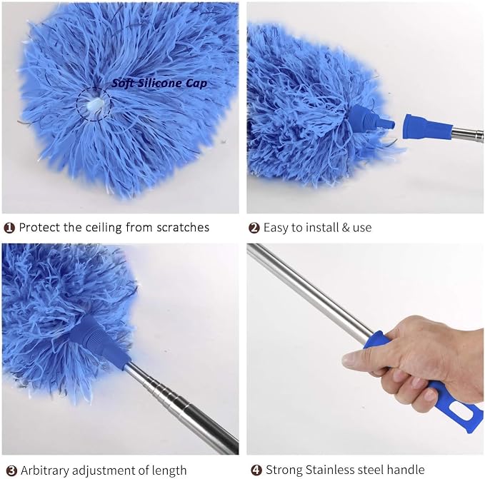 Microfiber Feather Duster Extendable Duster, Scratch-Resistant Cover, Bendable - Image 5
