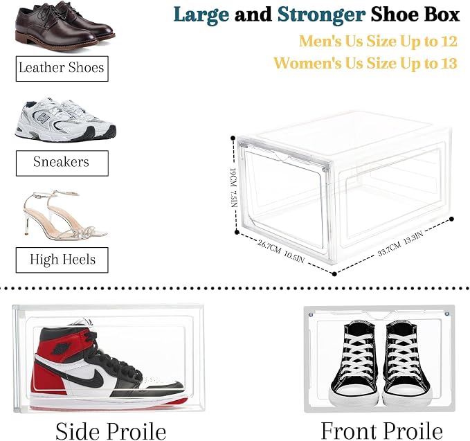 8 Pack Shoes Box Display Case Thicken Shoe Organizer Stackable Boxes - Image 2