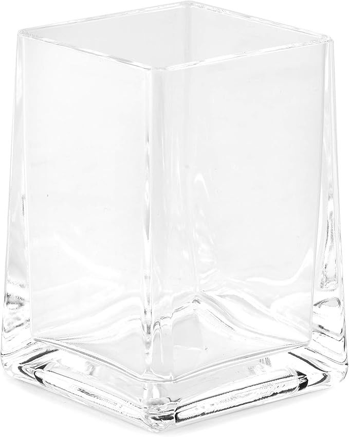 Huang Acrylic Clear Square Tapered Bathroom Toothbrush Holder/Tumbler | Easy to - Image 2