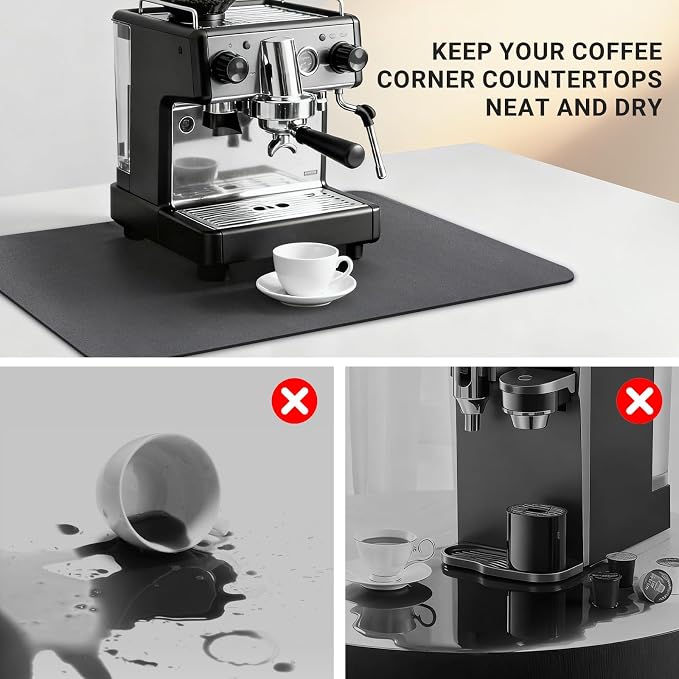 Coffee Maker Mat, 20 x 12 Inch Bar Mat, Absorbent Hide Stain Rubber Backed Dish - Image 5