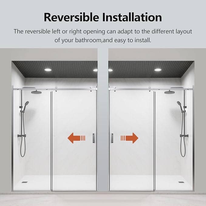 56-60" W x 74" H Frameless Shower Doors, Bathroom Single Sliding Shower Glass - Image 9