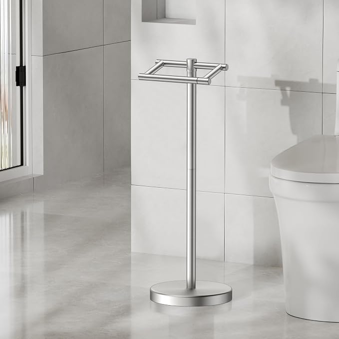 FORIOUS Toilet Paper Holder Wall Mount, Stainless Steel Rustproof Double Post - Image 8