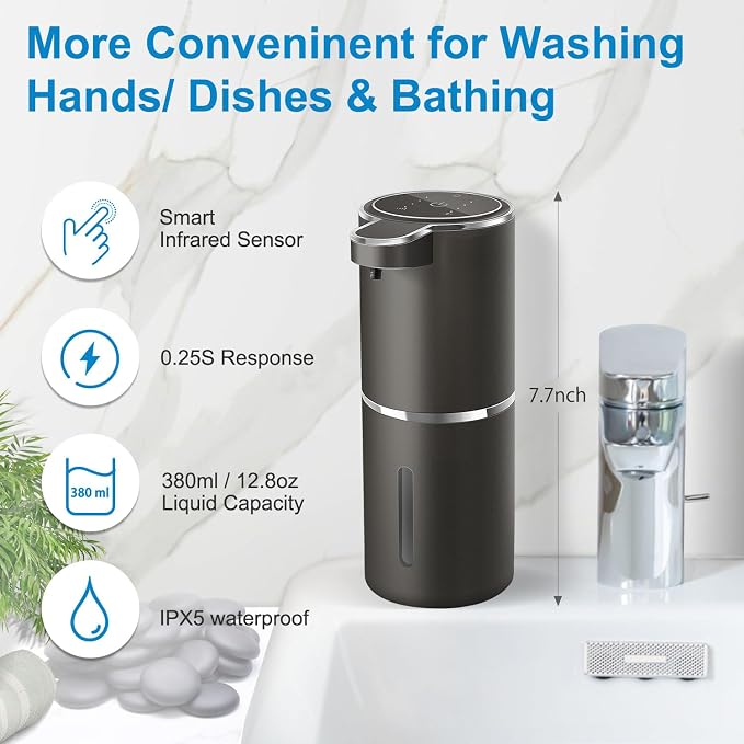 Automatic Liquid Soap Dispenser, 4-Level Adjustable, Wall Mount, USB - Image 2