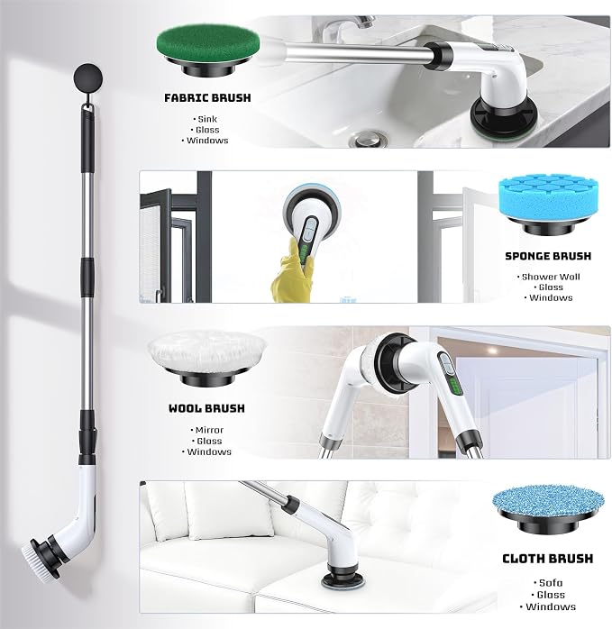 Electric Spin Scrubber, Powerful 2-Speed Cleaning Brush, IPX7 Waterproof - Image 8