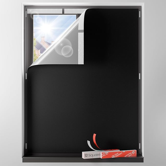 Sumobaby Blackout Curtains for Bedroom Portable 70"x68",No Drill Blackout Shades with Upgraded Hook&Loop Tapes,100% Black Out Window Cover,Thermal Insulated Blinds for Bedroom,Nursery(1 Panel,Black)