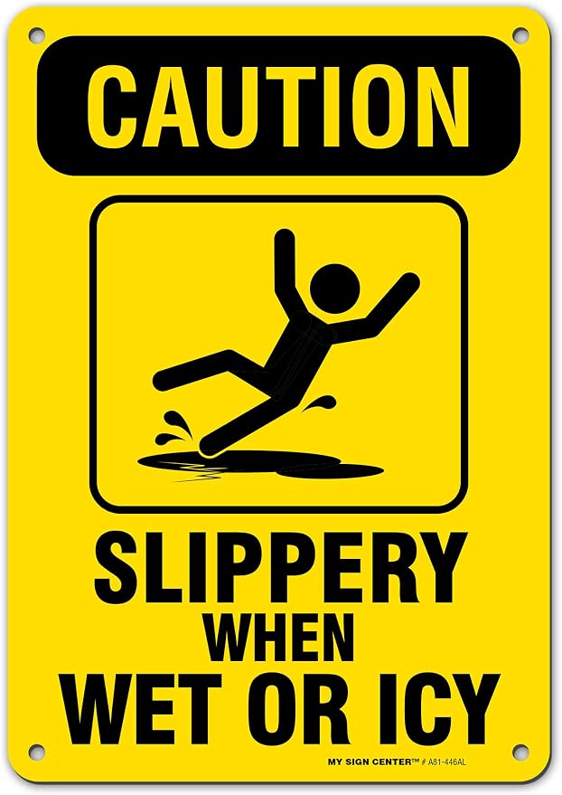 Caution Slippery When Wet Sign or ICY Sign, Fade Resistance, Indoor/Outdoor Use by MySignCenter