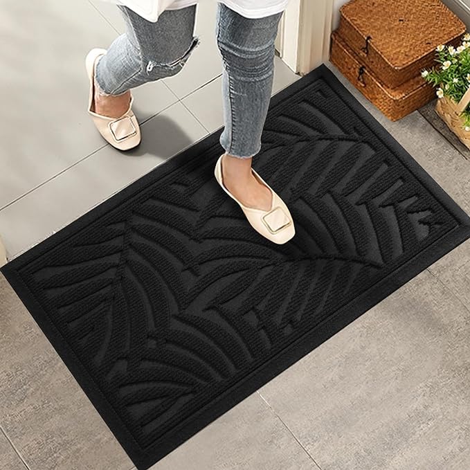 Front Door Mat, Absorbent Resist Dirt Welcome Door Mat Indoor Outdoor, by HIYARD