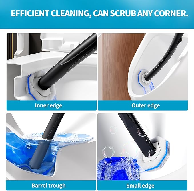 Disposable Toilet Brush with 50 Wand Cleaner Refills Pads，Wall Mounted Toilet - Image 8