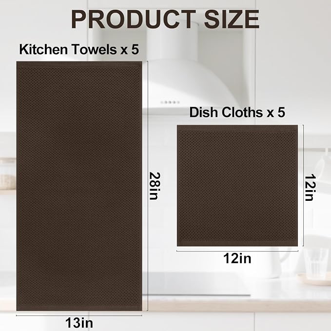 Homaxy 100% Cotton Kitchen Towels and Dishcloths Set, 12 x 12 Inches and 13 x - Image 4