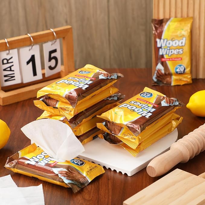 12 Pcs Care Wood Surfaces Wipes 240 Count Furniture Polish Cleaner Shines and - Image 4