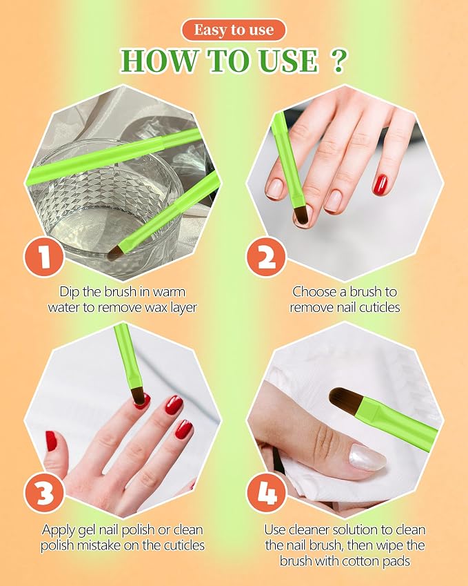 3PCS Nail Polish Clean Up Brush, Round&Falt&Angled Acetone Resistant Nail Brush - Image 7