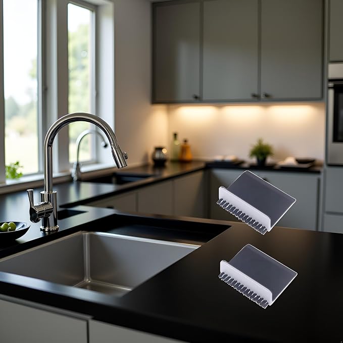 2 Pcs Black Kitchen Sink Squeegee Cleaner Countertop Brush Wiper Vegetable - Image 6