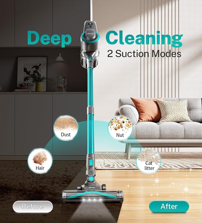 DEVOAC Cordless Vacuum Cleaner, Ultra-Lightweight Stick Vacuum, 2200mAh Battery - Image 2