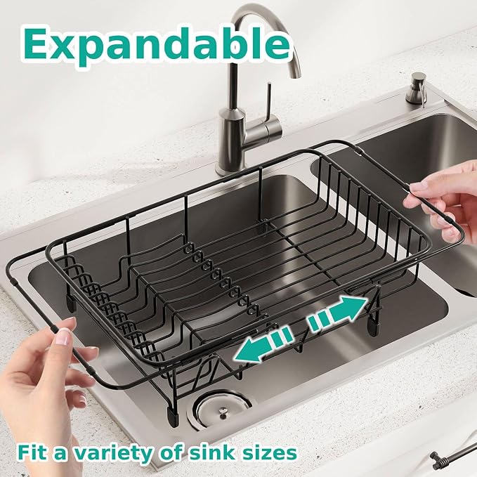 Dish Drying Rack in Sink Expandable Stainless Steel Kitchen Dish Drainer - Image 2