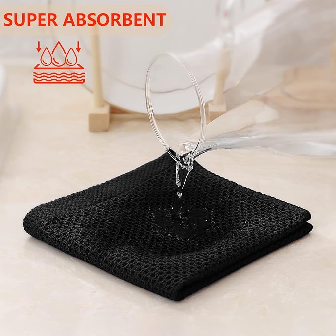 Kitinjoy 100% Cotton Kitchen Dish Cloths, 12 Pack Waffle Weave Ultra Soft - Image 3