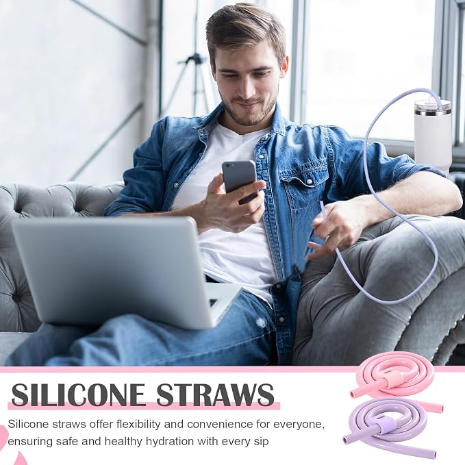 Baderke 2 Set Extra Long 35" Reusable Silicone Straws Compatible - Image 6