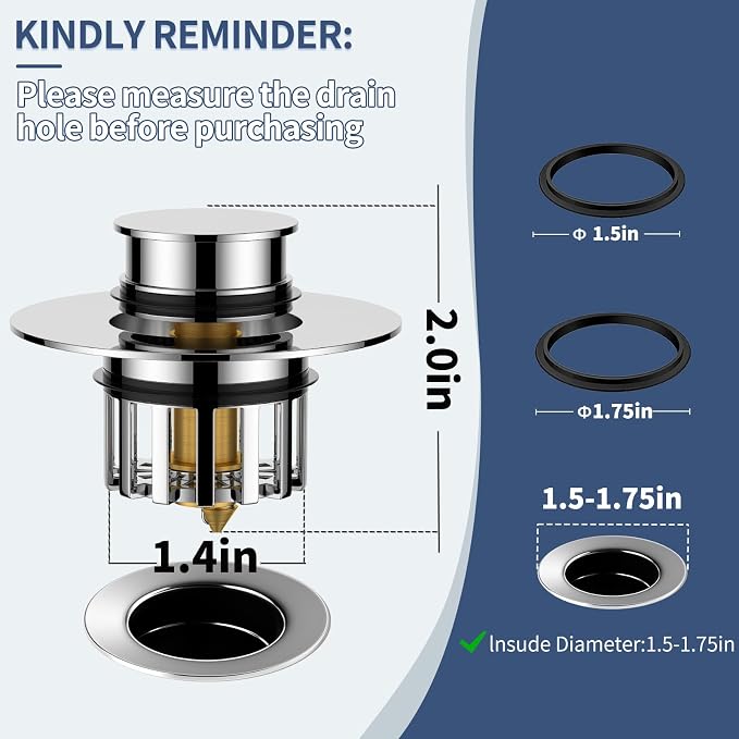Universal 2 in 1 Bathtub Drain Stopper Bathtub Drain Hair Catcher，Pop-up Tub - Image 2