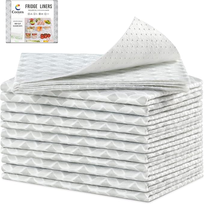 Cooyes Refrigerator Liners 17.7" x 24", Absorbent Strong Grip Fridge Liners by Cooyes