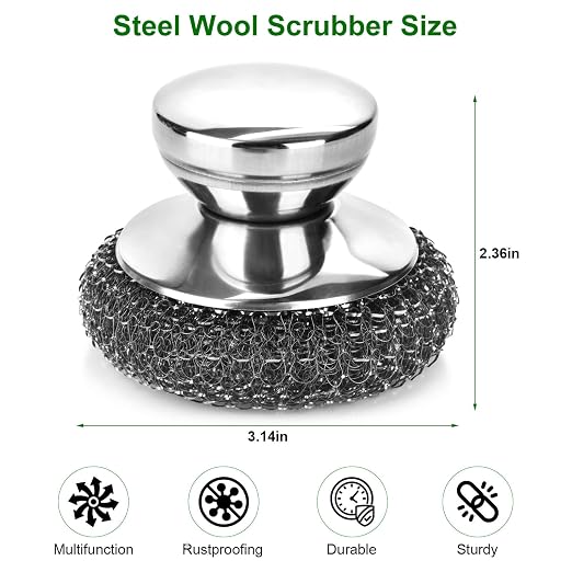 4PCS Steel Wool Scrubber Pads, Stainless Steel Scrubber Set - Image 2