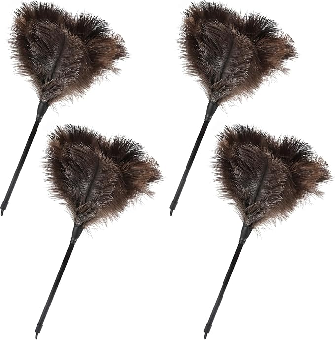 Ostrich Feather Duster-14.9 Inch Mini Natural Feathers Dusters by FeelFunFeather