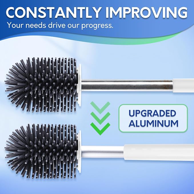 BOOMJOY Toilet Brush and Holder Set, Silicone Toilet Bowl Cleaner Brush - Image 4