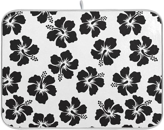 Tropical Hawaiian Hibiscus Flowers Dish Drying Mat by BOENLE-WELCOMEYOURCOMING