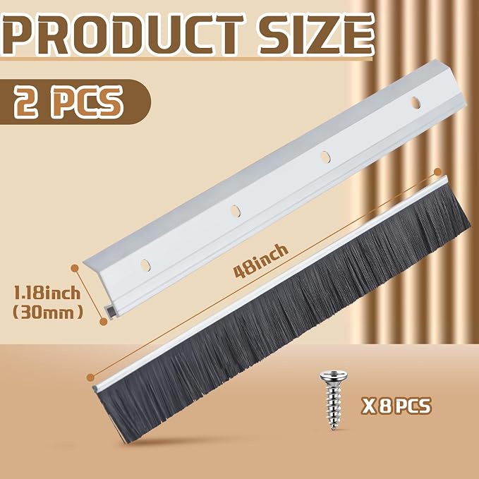 Hushee 2 Pack 48 Inches Brush Door Sweep - Image 2