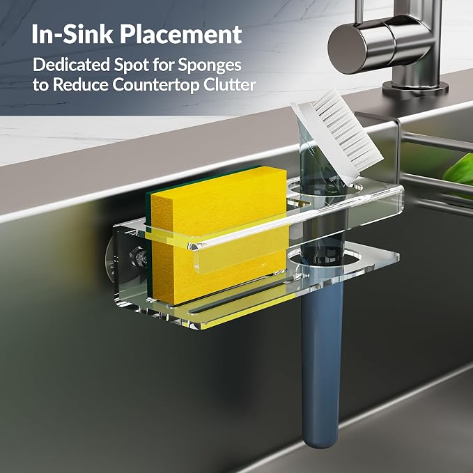 NiHome Acrylic Sponge Holder for Kitchen Sink, Compatible - Image 3