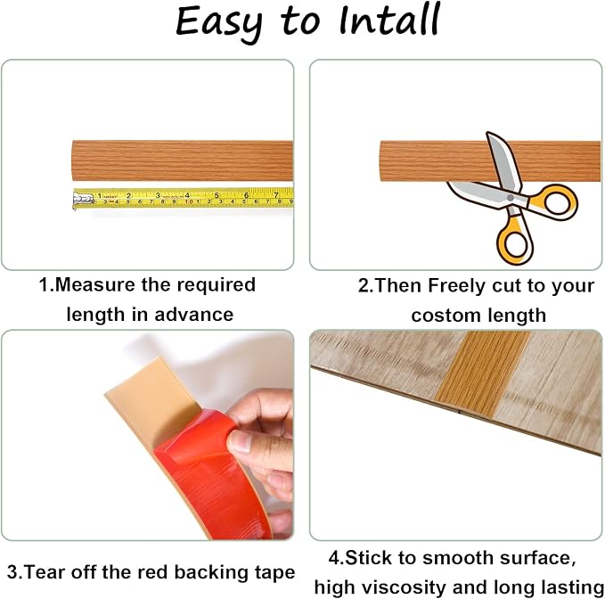 Floor/Door Flat Transition Strip & Self Adhesive Floor Vinyl Floor Edge Trim - Image 3