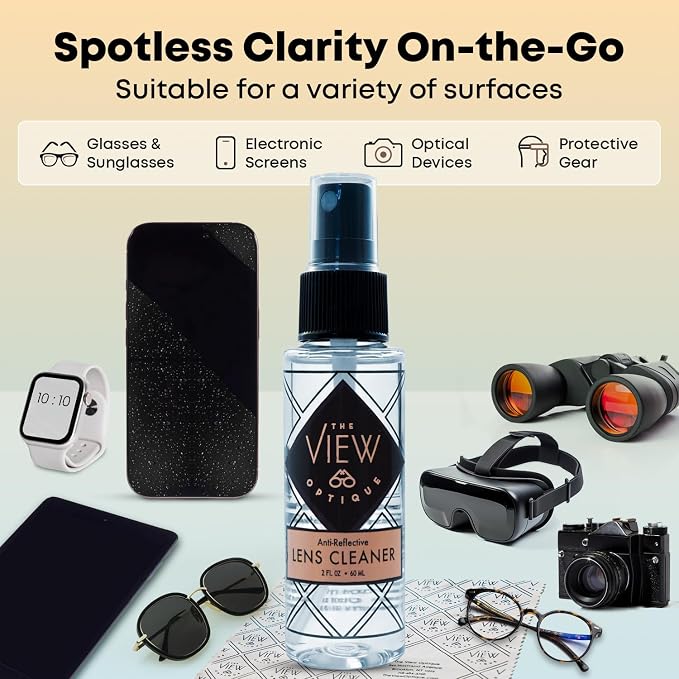 Anti-Reflective Lens Cleaner Spray Kit – 2oz Glasses Cleaner Spray, Microfiber - Image 4
