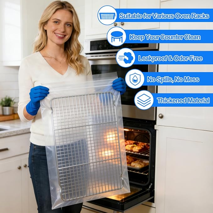 Palksky Oven Rack Cleaning Bags, 31.4''*39.3'' Heavy Duty No Scrub Oven Rack - Image 3