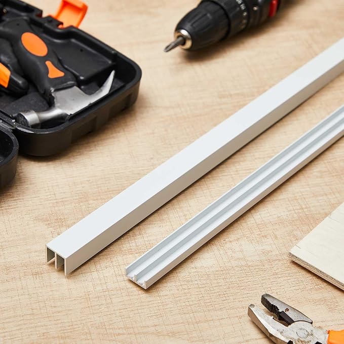 Landical 2 Set 3 ft White Aluminum Sliding Door Track Set - Image 7