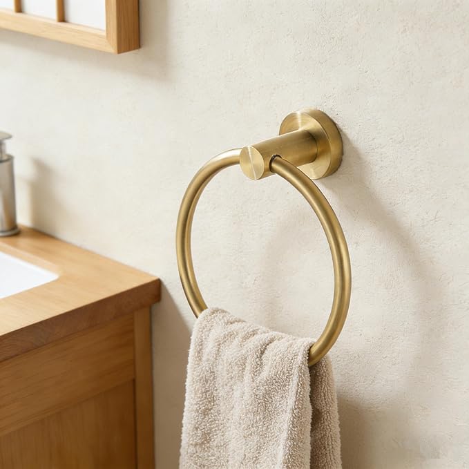 Toilet Paper Holder Towel Ring Brushed Gold Bathroom Hardware Hand Towel Holder - Image 8